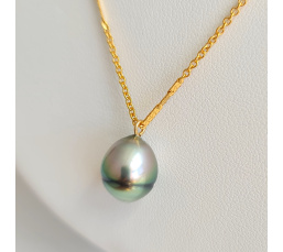 Here - Collier or laminé 14 carats et Perle de Tahiti d'exception