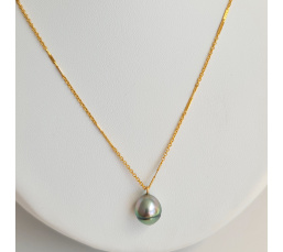 Here - Collier or laminé 14 carats et Perle de Tahiti d'exception