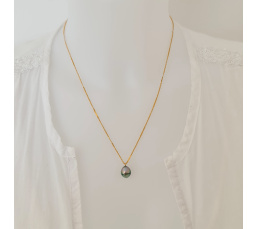 Here - Collier or laminé 14 carats et Perle de Tahiti d'exception