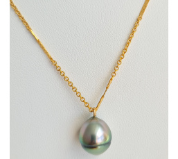Here - Collier or laminé 14 carats et Perle de Tahiti d'exception