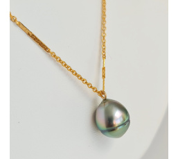 Here - Collier or laminé 14 carats et Perle de Tahiti d'exception