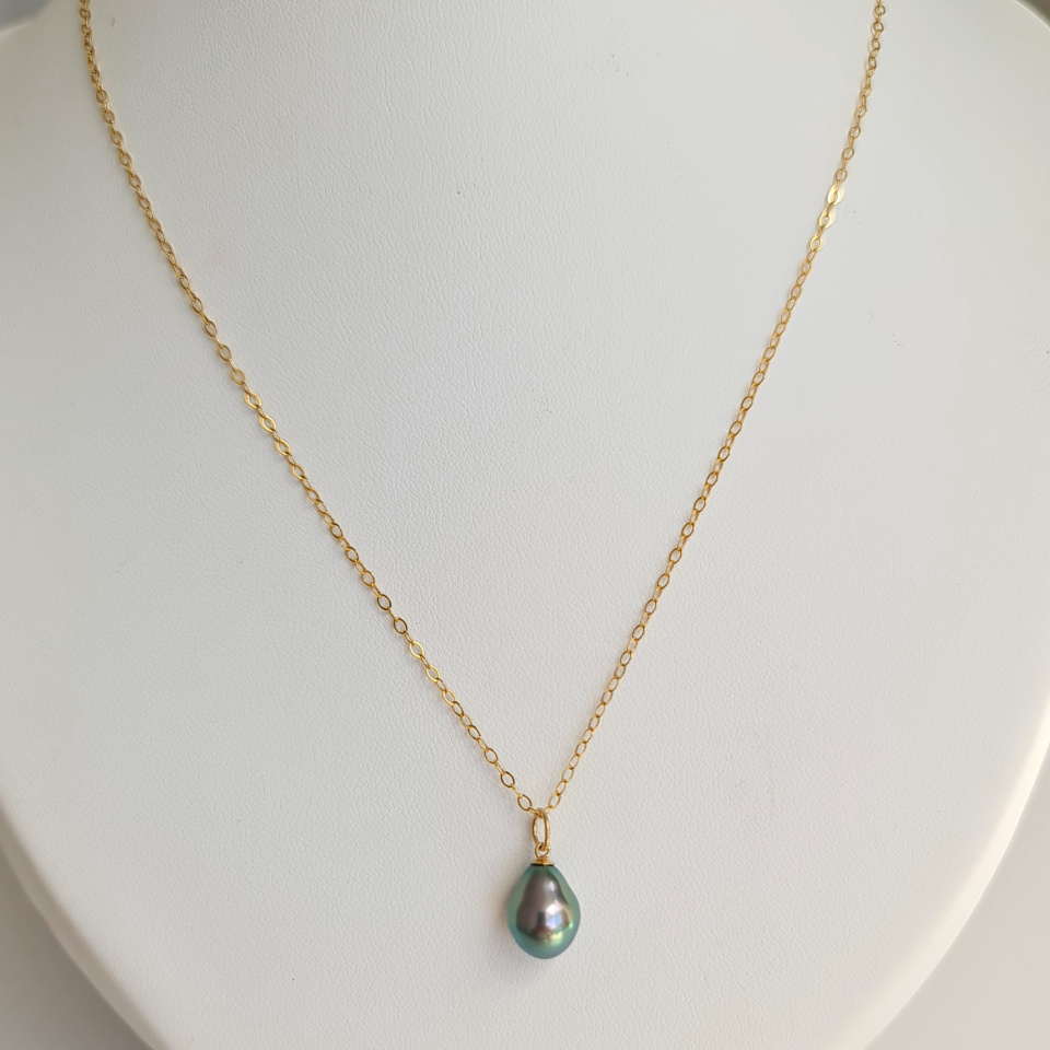 Anabella - Collier or laminé 14 carats et Véritable Perle de Tahiti