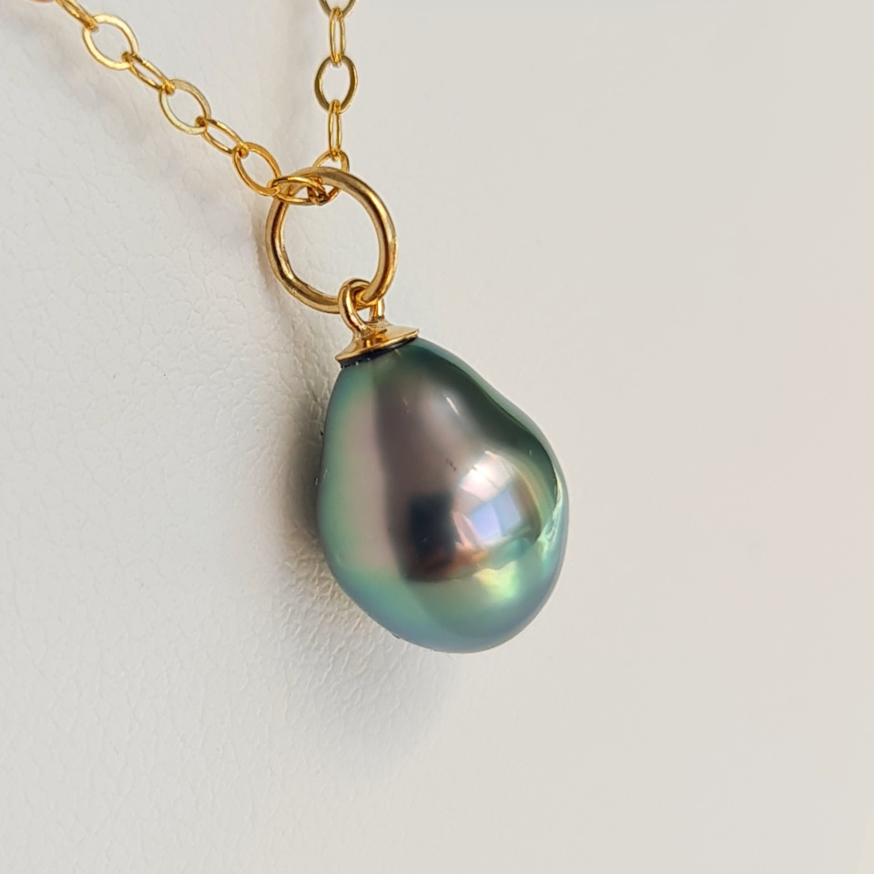 Anabella - Collier or laminé 14 carats et Véritable Perle de Tahiti