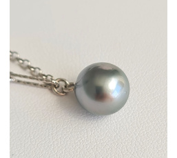 Poehina - Collier Argent rhodié et Véritable Perle de Tahiti