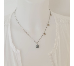 Poehina - Collier Argent rhodié et Véritable Perle de Tahiti