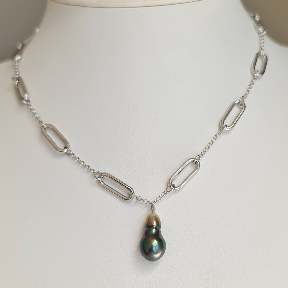 Arc-En-Ciel - Collier Argent rhodié et Perle de culture de Tahiti d'Exception