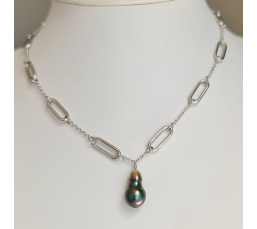 Arc-En-Ciel - Collier Argent rhodié et Perle de culture de Tahiti d'Exception