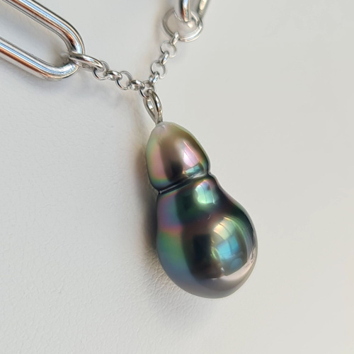 Arc-En-Ciel - Collier Argent rhodié et Perle de culture de Tahiti d'Exception