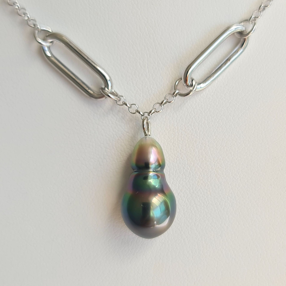 Arc-En-Ciel - Collier Argent rhodié et Perle de culture de Tahiti d'Exception