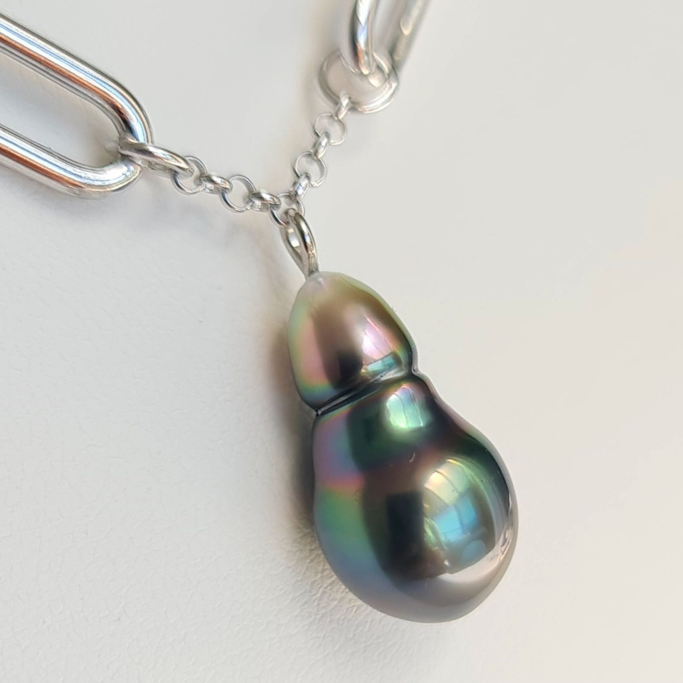 Arc-En-Ciel - Collier Argent rhodié et Perle de culture de Tahiti d'Exception