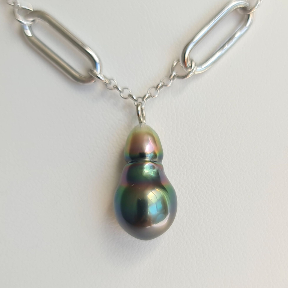 Arc-En-Ciel - Collier Argent rhodié et Perle de culture de Tahiti d'Exception