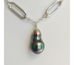 Arc-En-Ciel - Collier Argent rhodié et Perle de culture de Tahiti d'Exception