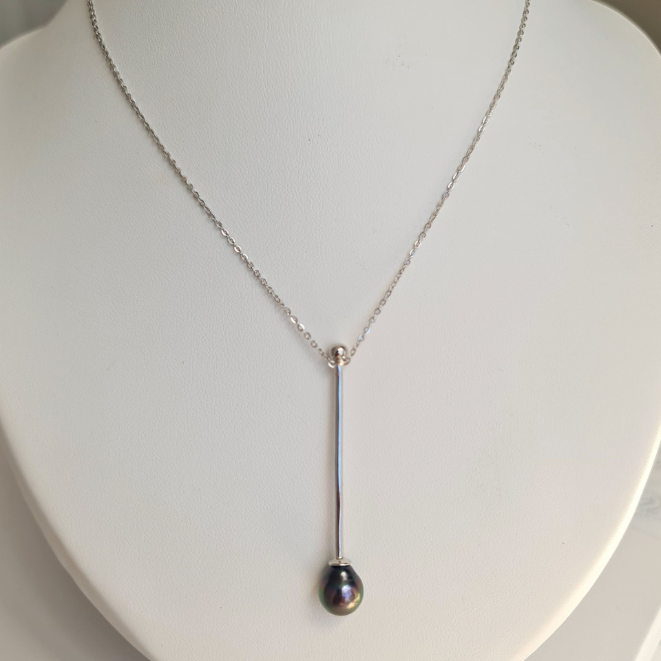 Poerani - Collier Argent rhodié et Perle de Tahiti d'exception
