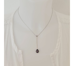 Poerani - Collier Argent rhodié et Perle de Tahiti d'exception