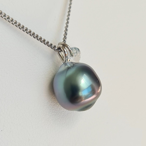 Tahiti - Collier Argent rhodié et Véritable Perle de Tahiti