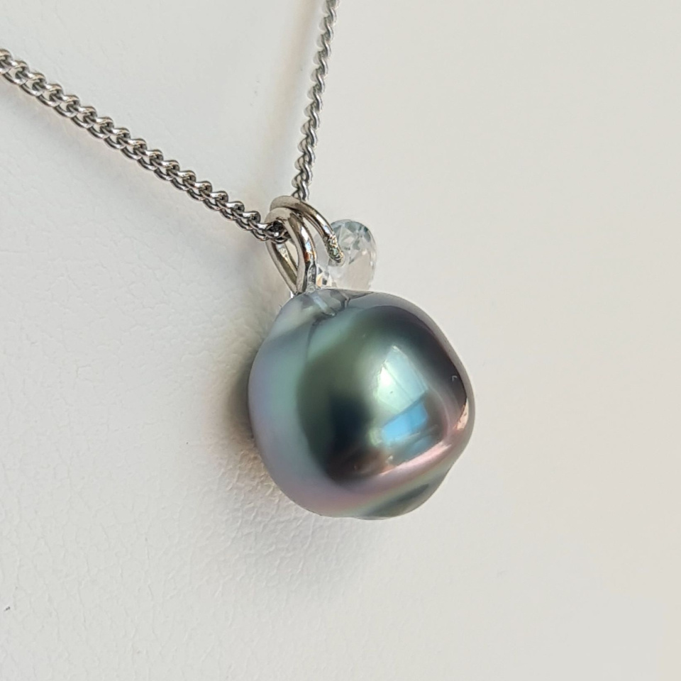 Tahiti - Collier Argent rhodié et Véritable Perle de Tahiti