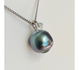 Tahiti - Collier Argent rhodié et Véritable Perle de Tahiti