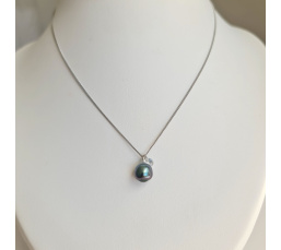 Tahiti - Collier Argent rhodié et Véritable Perle de Tahiti