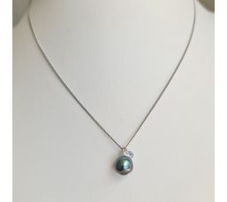 Tahiti - Collier Argent rhodié et Véritable Perle de Tahiti