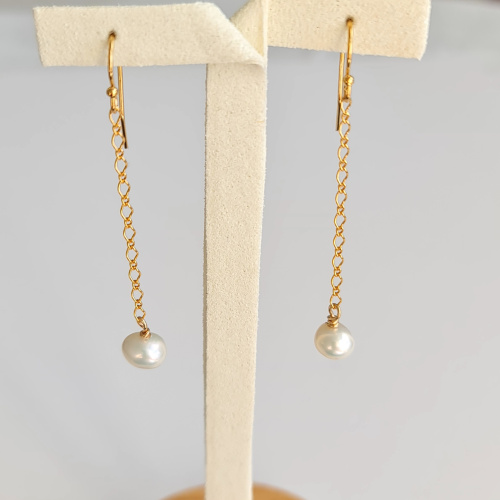 Douceurs du Jour - Boucles d'Oreilles Or Laminé 14 carats et Perles d'Eau Douce