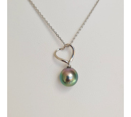 Amour- Pendentif Argent Rhodié et Perle de Tahiti d'Exception