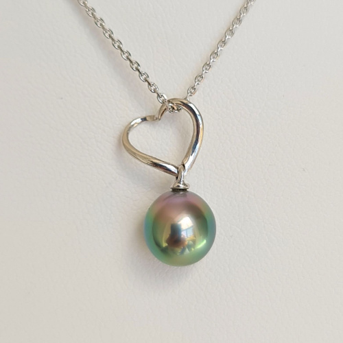 Amour- Pendentif Argent Rhodié et Perle de Tahiti d'Exception