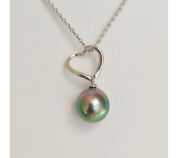 Amour- Pendentif Argent Rhodié et Perle de Tahiti d'Exception