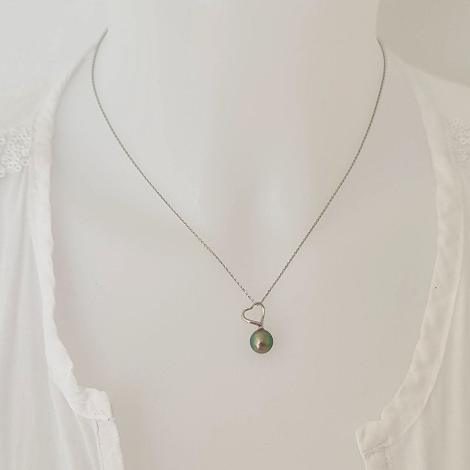 Amour- Pendentif Argent Rhodié et Perle de Tahiti d'Exception