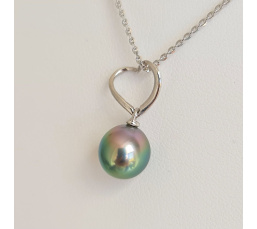 Amour- Pendentif Argent Rhodié et Perle de Tahiti d'Exception