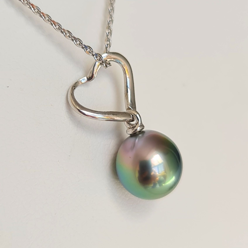 Amour- Pendentif Argent Rhodié et Perle de Tahiti d'Exception