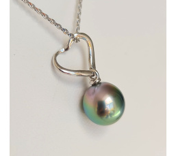 Amour- Pendentif Argent Rhodié et Perle de Tahiti d'Exception
