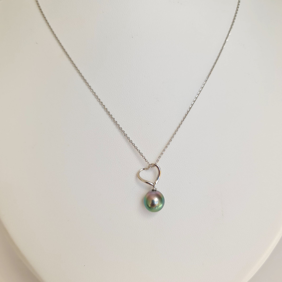 Amour- Pendentif Argent Rhodié et Perle de Tahiti d'Exception