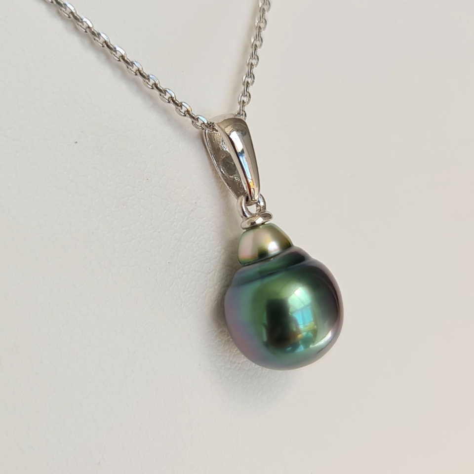 Belle de jour- Pendentif Argent Rhodié et Véritable Perle de Tahiti