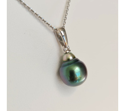Belle de jour- Pendentif Argent Rhodié et Véritable Perle de Tahiti