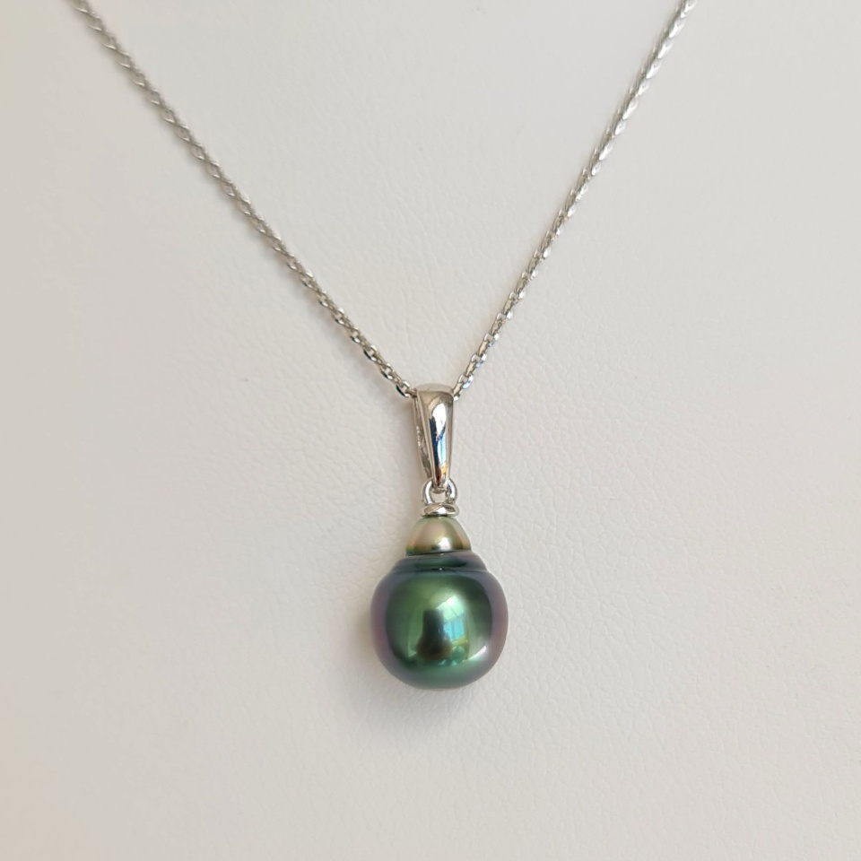 Belle de jour- Pendentif Argent Rhodié et Véritable Perle de Tahiti