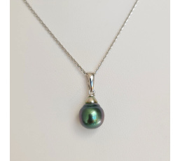 Belle de jour- Pendentif Argent Rhodié et Véritable Perle de Tahiti