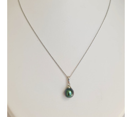 Belle de jour- Pendentif Argent Rhodié et Véritable Perle de Tahiti