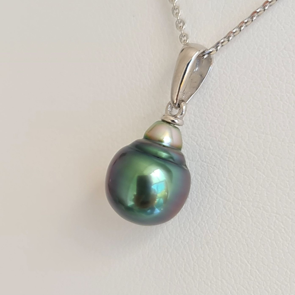 Belle de jour- Pendentif Argent Rhodié et Véritable Perle de Tahiti