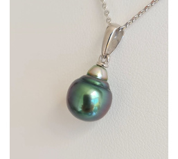 Belle de jour- Pendentif Argent Rhodié et Véritable Perle de Tahiti