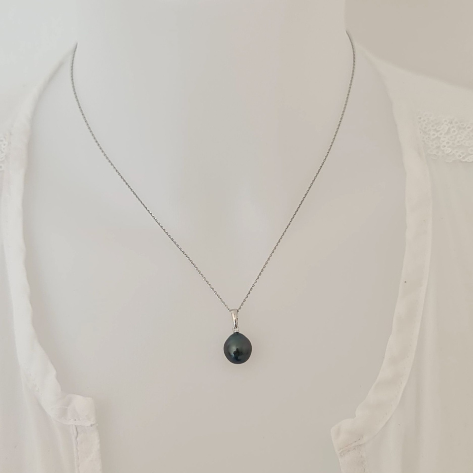 Belle de jour- Pendentif Argent Rhodié et Véritable Perle de Tahiti
