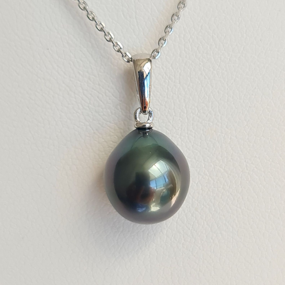 Belle de jour- Pendentif Argent Rhodié et Véritable Perle de Tahiti