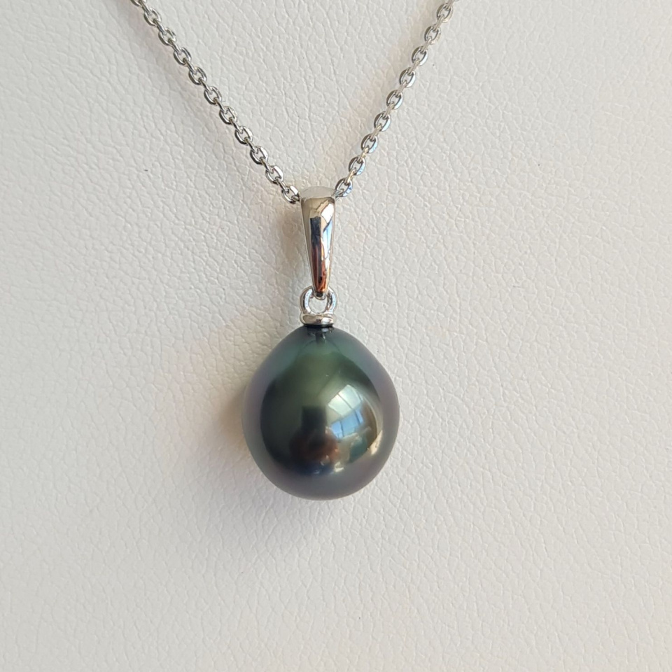 Belle de jour- Pendentif Argent Rhodié et Véritable Perle de Tahiti
