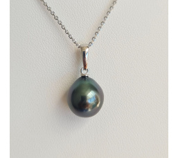 Belle de jour- Pendentif Argent Rhodié et Véritable Perle de Tahiti