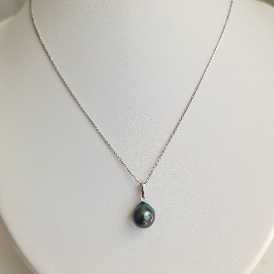 Belle de jour- Pendentif Argent Rhodié et Véritable Perle de Tahiti
