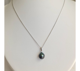 Belle de jour- Pendentif Argent Rhodié et Véritable Perle de Tahiti