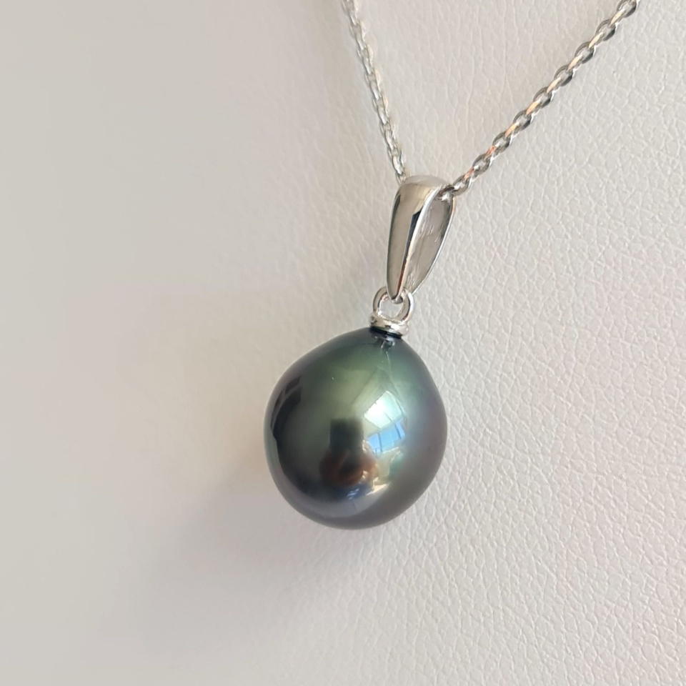 Belle de jour- Pendentif Argent Rhodié et Véritable Perle de Tahiti