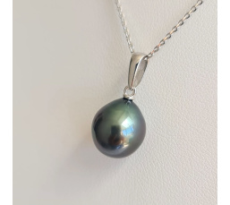 Belle de jour- Pendentif Argent Rhodié et Véritable Perle de Tahiti