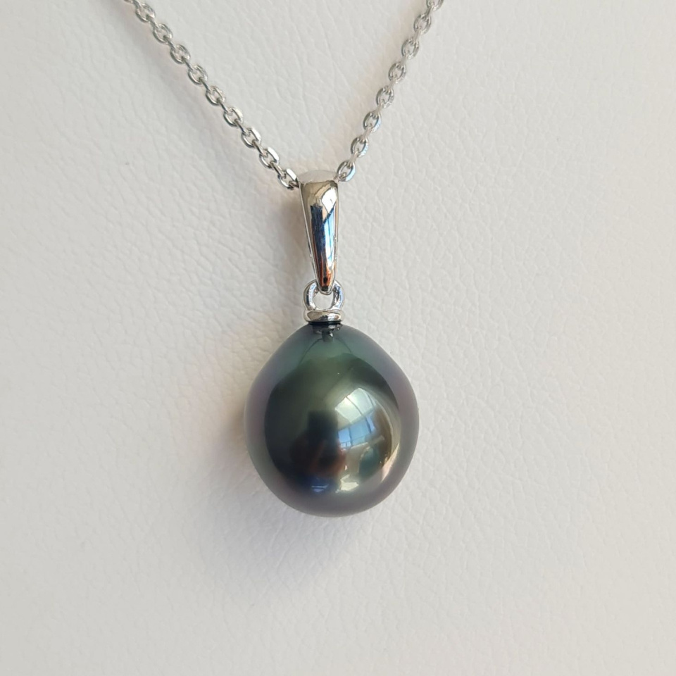 Belle de jour- Pendentif Argent Rhodié et Véritable Perle de Tahiti