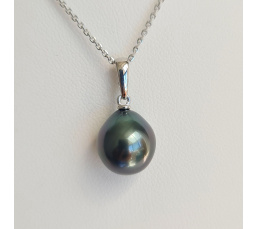 Belle de jour- Pendentif Argent Rhodié et Véritable Perle de Tahiti
