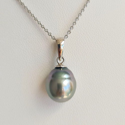 Poe - Pendentif Argent Rhodié et Véritable Perle de Tahiti